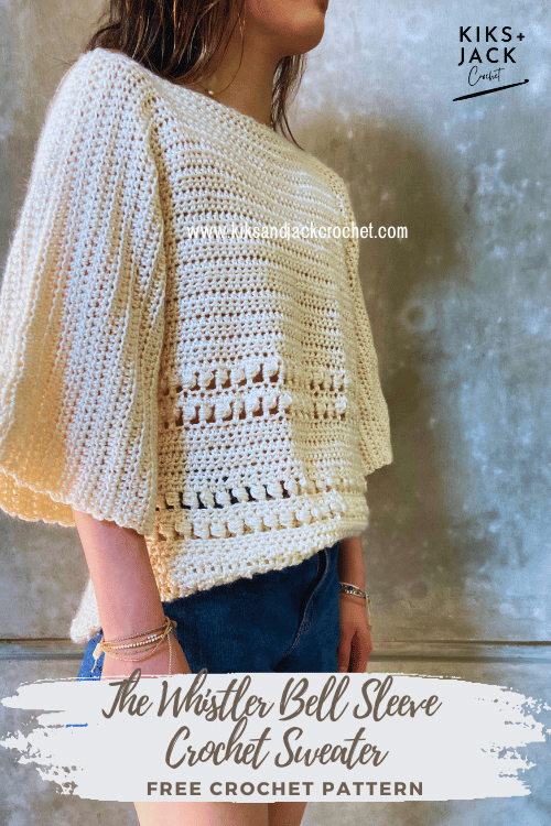 Whistler Bell Sleeve Crochet Sweater Free Pattern