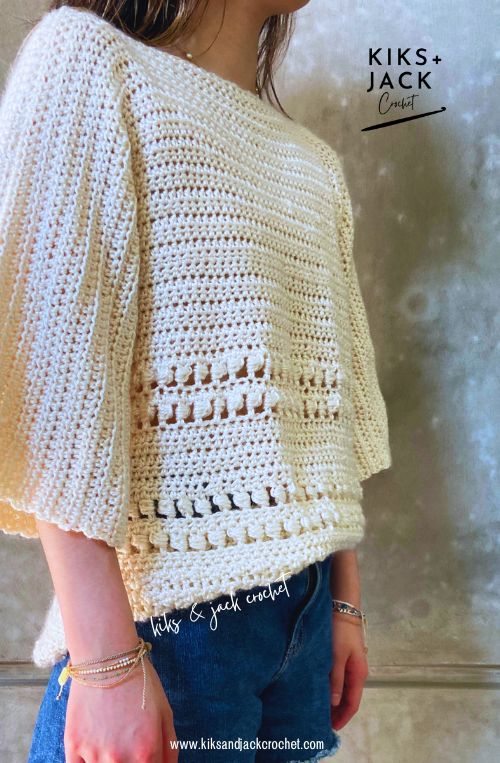 Whistler Wide Sleeve Crochet Sweater Free Pattern