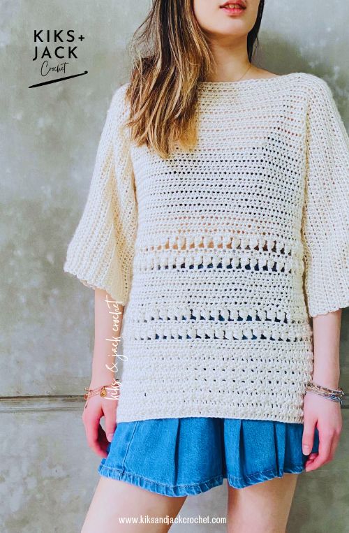 Whistler Wide Sleeve Crochet Sweater Free Pattern