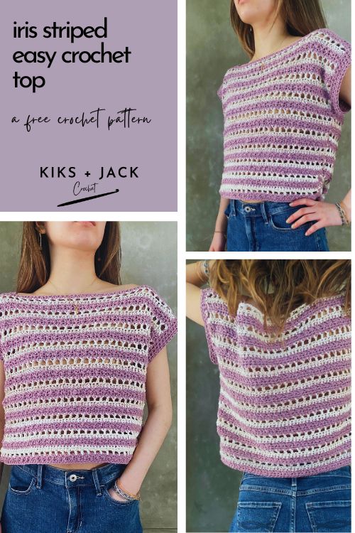 Iris Striped Easy Crochet Top Free Pattern - Kiks and Jack Crochet