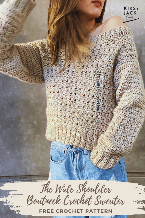 Wide shoulder Boatneck crochet sweater free pattern