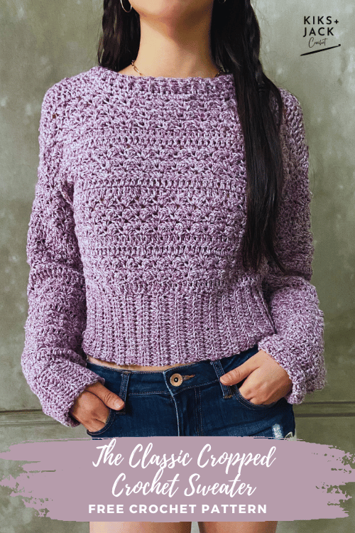 Classic Cropped Crochet Sweater Free Pattern