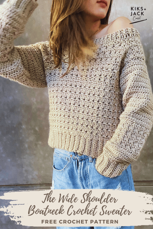 Wide shoulder Boatneck crochet sweater free pattern