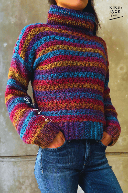 Mock High Neck Crochet Sweater Free Pattern
