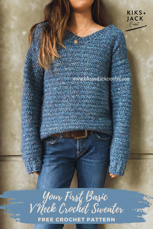 Your First Basic V Neck Crochet Sweater Free Pattern