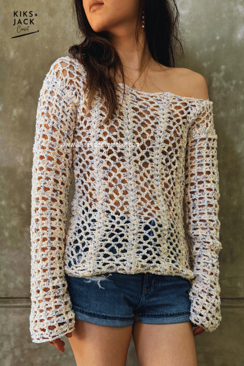 Kenyon Beginners Crochet Mesh Sweater Top Free Pattern