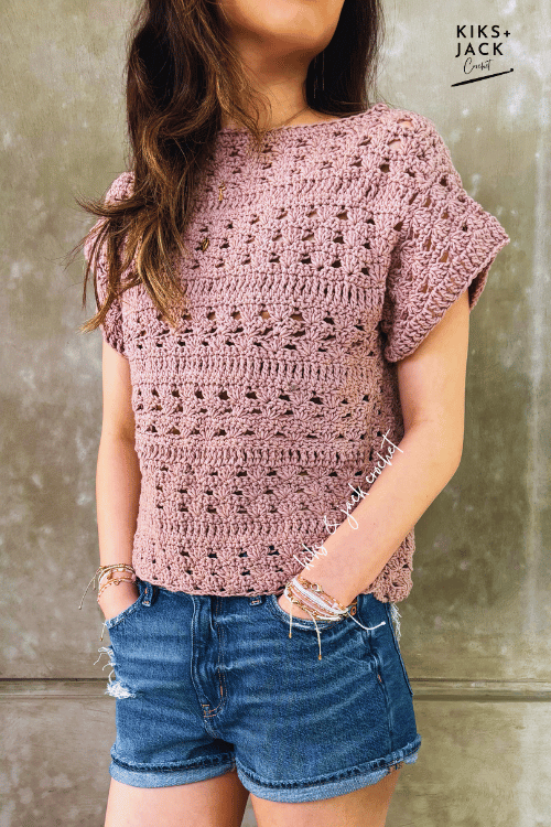 The Work to Weekend Pretty Lace Crochet Tee Top Free Pattern