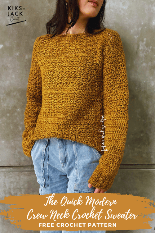 Quick Modern Crew Neck Crochet Sweater Free Pattern