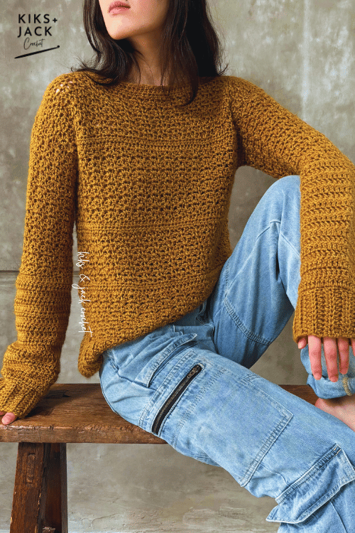 Quick Modern Crew Neck Crochet Sweater Free Pattern