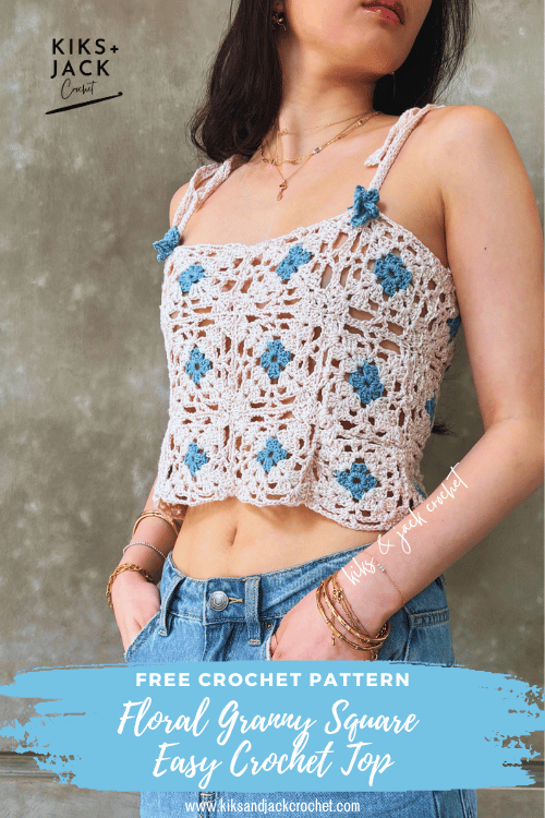 Floral Granny Square Easy Crochet Top Free Pattern