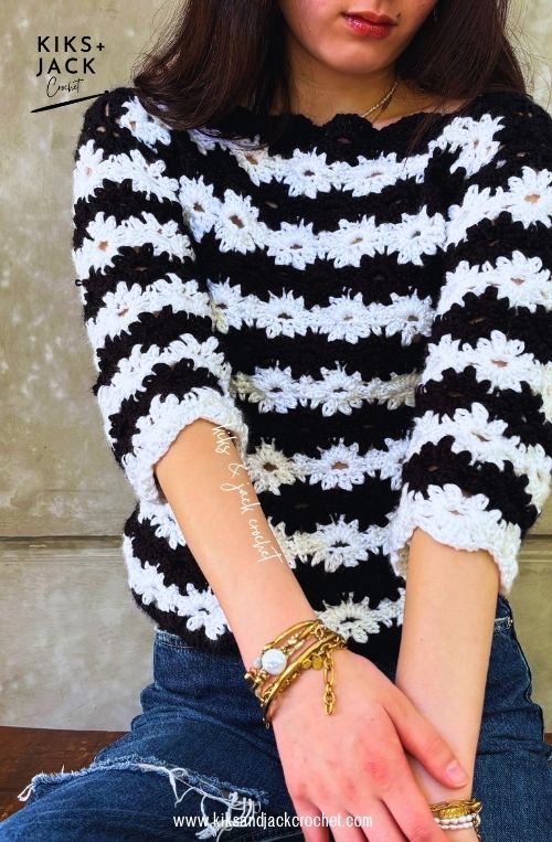 Esther Easy and Beautiful Flower Crochet Sweater