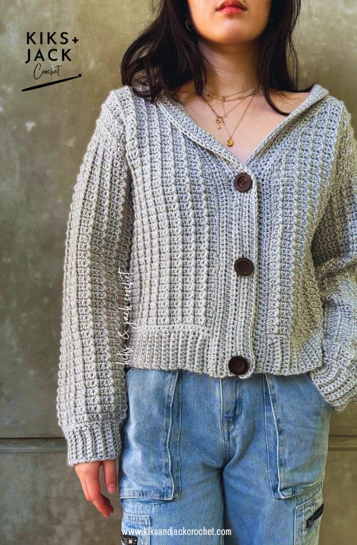 The Ash Textured Button Up Crochet Cardigan Free Pattern