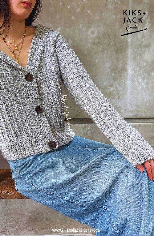 The Ash Textured Button Up Crochet Cardigan Free Pattern