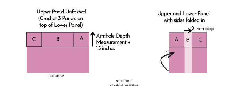 A schematic drawing of a crochet sweater