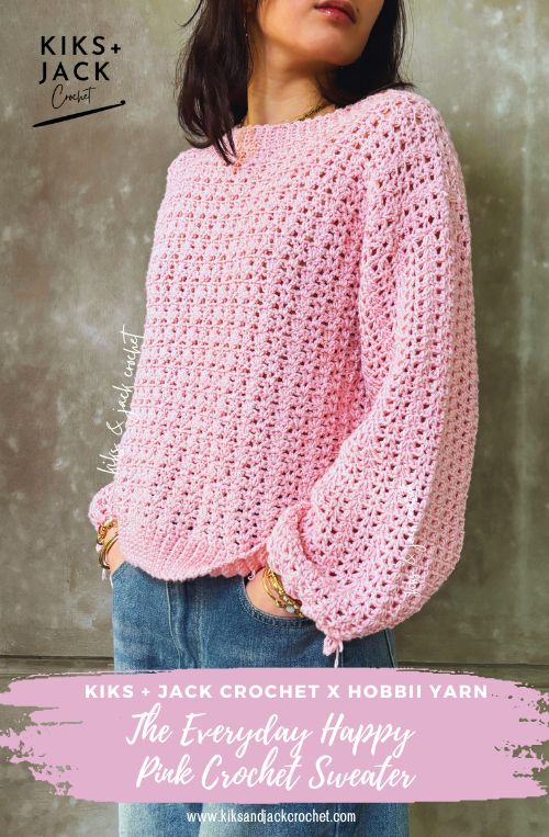 The Everyday Happy Pink Crochet Sweater