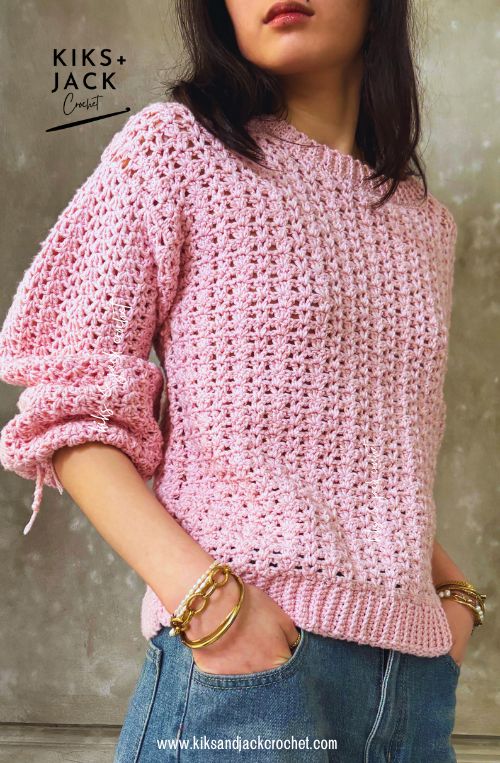 The Everyday Happy Pink Crochet Sweater